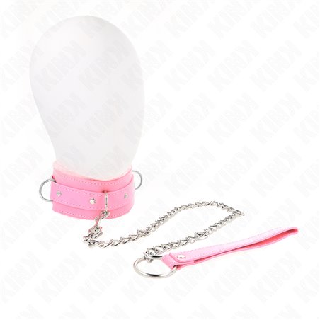 Kink - Collar With Leash 65 Cm With Restrictions Pink 36-42 Cm X 5.5 Cm