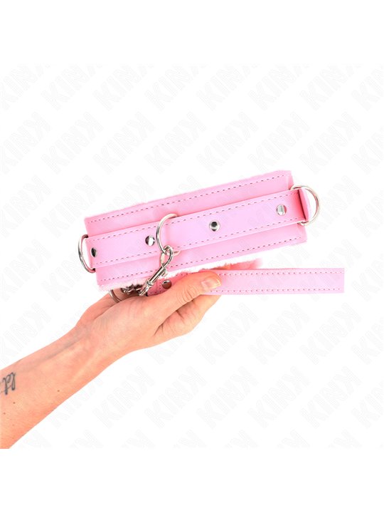 Kink - Collar With Leash 65 Cm With Restrictions Pink 36-42 Cm X 5.5 Cm