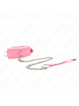 Kink - Collar With Leash 65 Cm With Restrictions Pink 36-42 Cm X 5.5 Cm