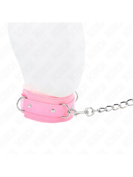 Kink - Collar With Leash 65 Cm With Restrictions Pink 36-42 Cm X 5.5 Cm