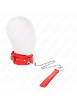 Kink - Collar With Leash 65 Cm With Restrictions Red 36-42 Cm X 5.5 Cm