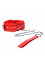 Kink - Collare con Guinzaglio 65 Cm Rosso con Borchie 36-42 Cm x 5,5 Cm