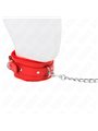 Kink - Collare con Guinzaglio 65 Cm Rosso con Borchie 36-42 Cm x 5,5 Cm