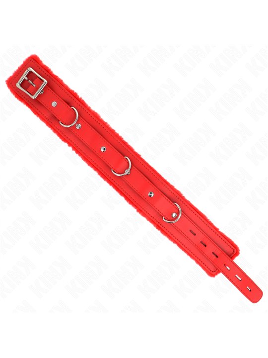 Kink - Collare con Guinzaglio 65 Cm Rosso con Borchie 36-42 Cm x 5,5 Cm