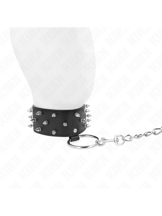 Kink - Collare con Guinzaglio 65 Cm con Borchie 36-43 Cm x 5 Cm Mod. 5