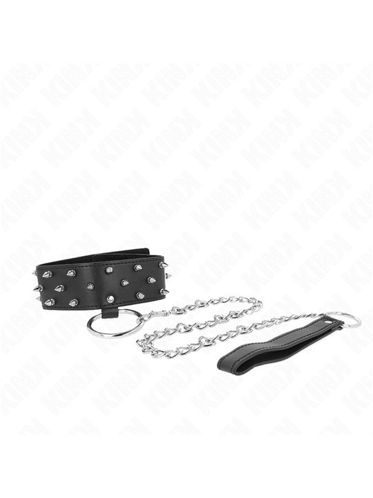 Kink - Collare con Guinzaglio 65 Cm con Borchie 36-43 Cm x 5 Cm Mod. 5