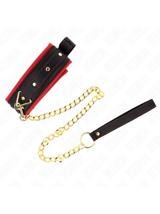 Kink - Collare con Guinzaglio in Tessuto Rosso Regolabile 33-48 Cm x 5,7 Cm