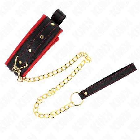 Kink - Collare con Guinzaglio in Tessuto Rosso Regolabile 33-48 Cm x 5,7 Cm