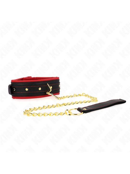 Kink - Collare con Guinzaglio in Tessuto Rosso Regolabile 33-48 Cm x 5,7 Cm