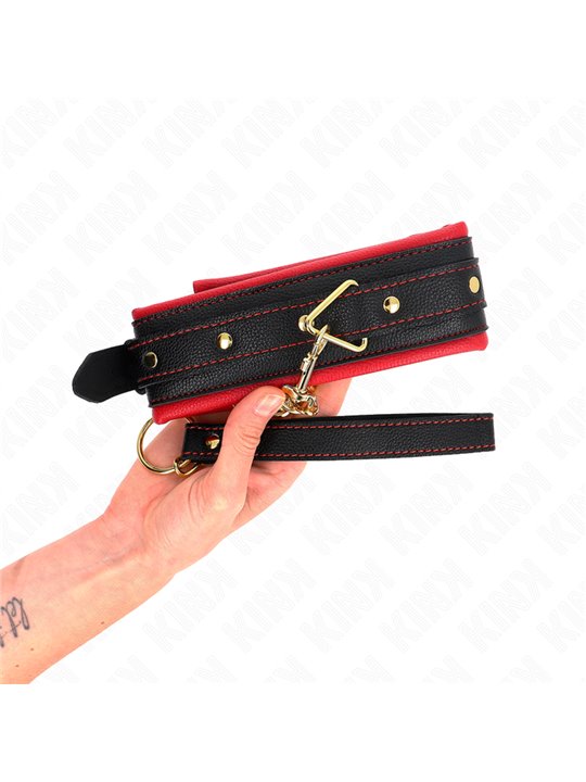 Kink - Collare con Guinzaglio in Tessuto Rosso Regolabile 33-48 Cm x 5,7 Cm