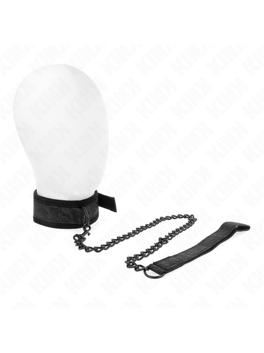 Kink - Collare con Guinzaglio 77 Cm Nero 34-54 Cm x 5 Cm Mod. 5