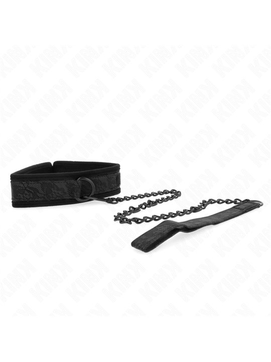 Kink - Collare con Guinzaglio 77 Cm Nero 34-54 Cm x 5 Cm Mod. 5