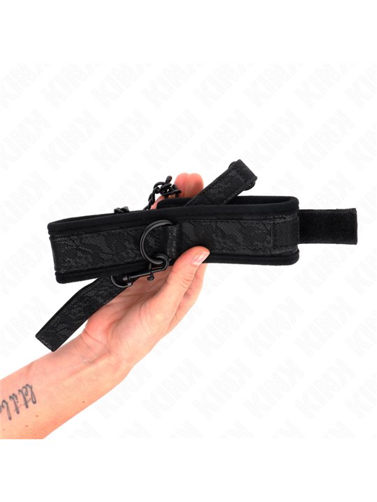 Kink - Collare con Guinzaglio 77 Cm Nero 34-54 Cm x 5 Cm Mod. 5