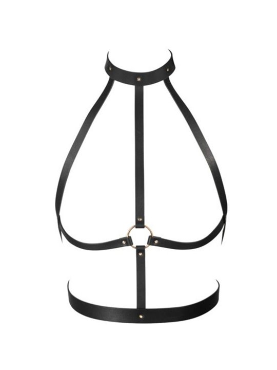 Bijoux Indiscrets - Pettorina in Pelle Vegana Nera Stile Bondage