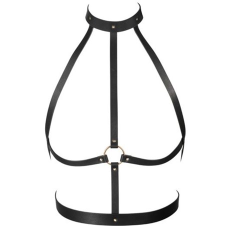 Bijoux Indiscrets - Pettorina in Pelle Vegana Nera Stile Bondage