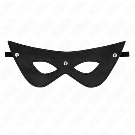 Kink - Maschera in Pelle Vegana Nera con 3 Rivetti 24x9 Cm
