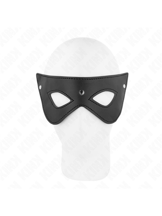 Kink - Maschera in Pelle Vegana Nera con 3 Rivetti 24x9 Cm