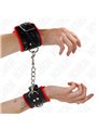 Kink - Polsini in Pelle Vegana Nera e Pelliccia Sintetica Rossa