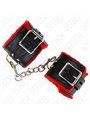 Kink - Fur Lined Wrist Restraints With Square Holes Red And Black Belt Adjustable 17-29 Cm X 6 Cm