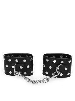 Kink - Wrist Restraints With Snap Fasten Full Of Rivets Black Adjustable 19-24 Cm X 5.5 Cm