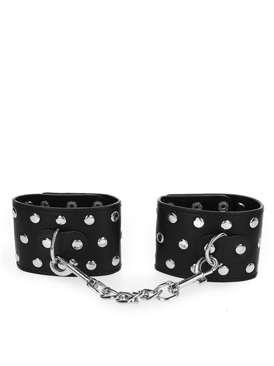 Kink - Wrist Restraints With Snap Fasten Full Of Rivets Black Adjustable 19-24 Cm X 5.5 Cm