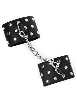 Kink - Wrist Restraints With Snap Fasten Full Of Rivets Black Adjustable 19-24 Cm X 5.5 Cm