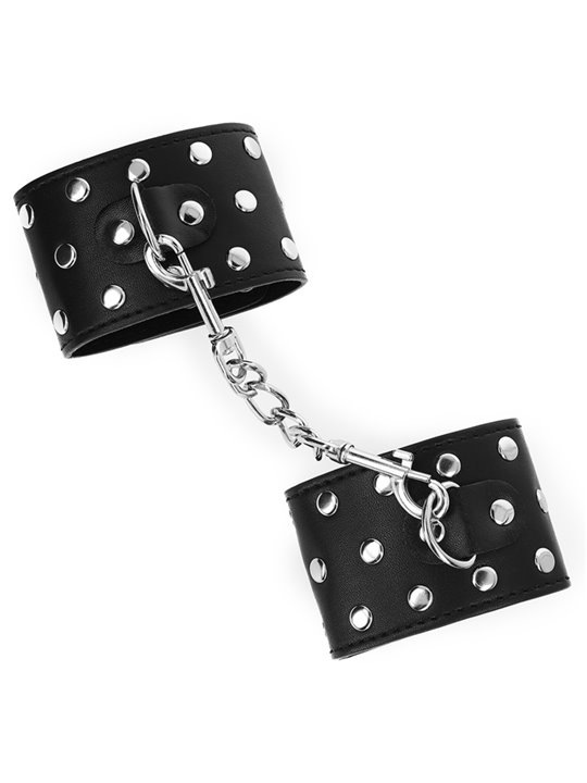 Kink - Wrist Restraints With Snap Fasten Full Of Rivets Black Adjustable 19-24 Cm X 5.5 Cm