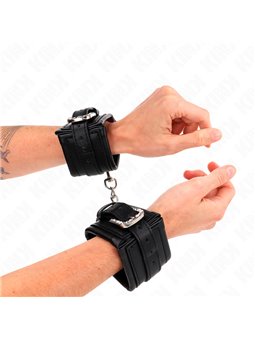 Kink - Rhinestone Buckle Wrist Restraints Black Adjustable 25-32 Cm X 5.5 Cm