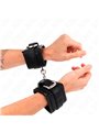 Kink - Rhinestone Buckle Wrist Restraints Black Adjustable 25-32 Cm X 5.5 Cm