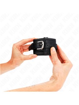 Kink - Rhinestone Buckle Wrist Restraints Black Adjustable 25-32 Cm X 5.5 Cm