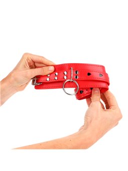 Kink - Red Wrist Restraints With Black Heart Inlay Adjustable 21-28 Cm X 5.5 Cm