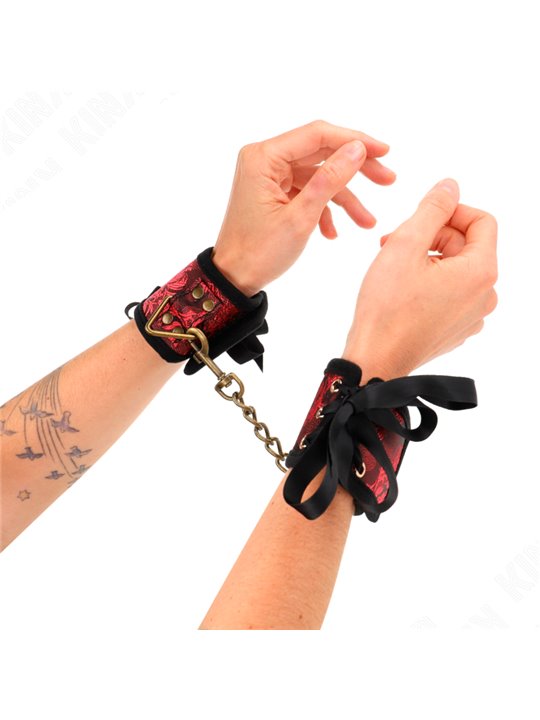 Kink - Polsini in Tessuto con Dettagli in Pizzo Rosso e Nero