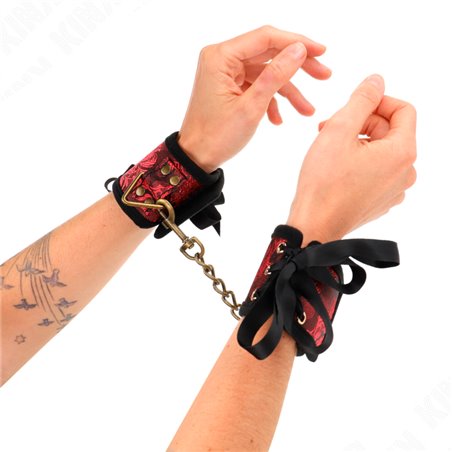 Kink - Polsini in Tessuto con Dettagli in Pizzo Rosso e Nero
