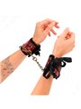 Kink - Scandal Wrist Restraints Red-Black Lace Details 24.5 Cm X 6.5 Cm