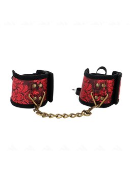 Kink - Scandal Wrist Restraints Red-Black Lace Details 24.5 Cm X 6.5 Cm