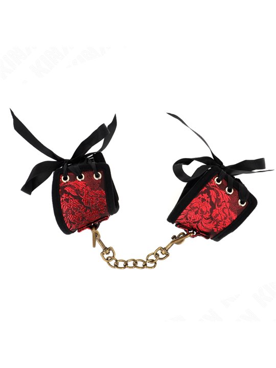 Kink - Scandal Wrist Restraints Red-Black Lace Details 24.5 Cm X 6.5 Cm