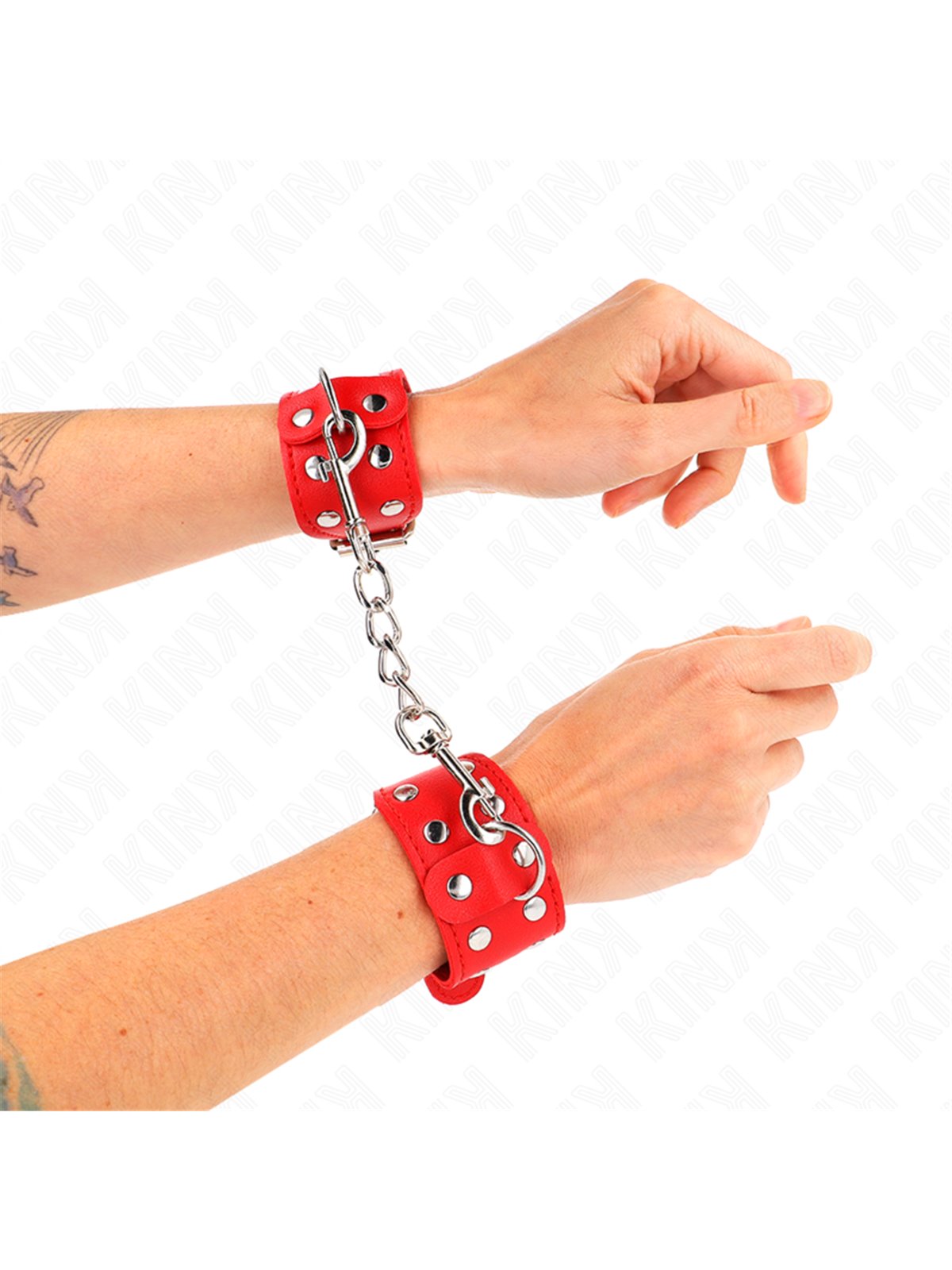Kink - Wristbands With Double Line Of Adjustable Studs Red
