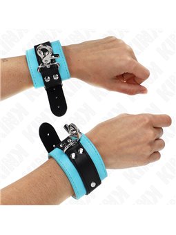 Kink - Premium Lockable Wrist Restraints Black / Blue Adjustable 21-28 Cm X 5.5 Cm