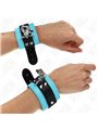Kink - Polsini in Pelle Vegana Nero e Blu Regolabile 21-28 Cm x 5,5 Cm