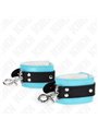 Kink - Polsini in Pelle Vegana Nero e Blu Regolabile 21-28 Cm x 5,5 Cm