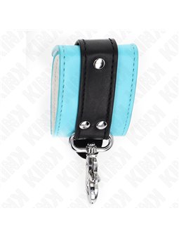Kink - Polsini in Pelle Vegana Nero e Blu Regolabile 21-28 Cm x 5,5 Cm