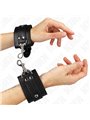 Kink - Polsini Stile Dungeon in Pelle Vegana Nera Regolabili 21-28 Cm x 5,5 Cm