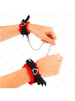 Kink - Lace Elastic Wrist Restraints Red Heart Details Adjustable 22-35 Cm