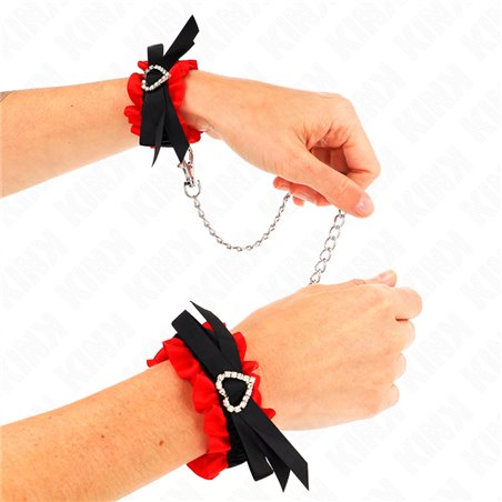 Kink - Lace Elastic Wrist Restraints Red Heart Details Adjustable 22-35 Cm