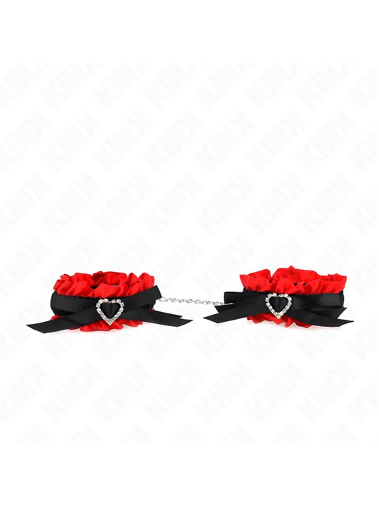 Kink - Lace Elastic Wrist Restraints Red Heart Details Adjustable 22-35 Cm