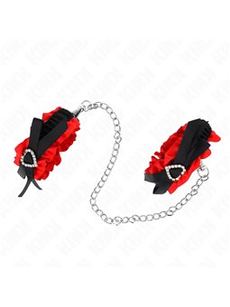 Kink - Lace Elastic Wrist Restraints Red Heart Details Adjustable 22-35 Cm