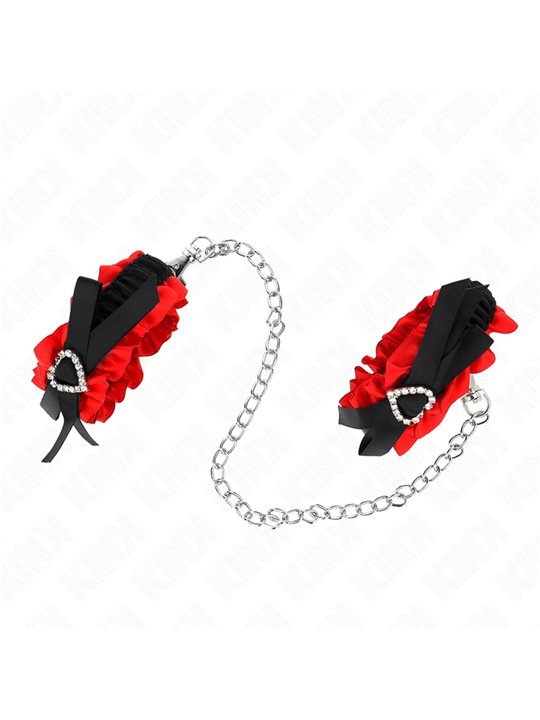 Kink - Lace Elastic Wrist Restraints Red Heart Details Adjustable 22-35 Cm