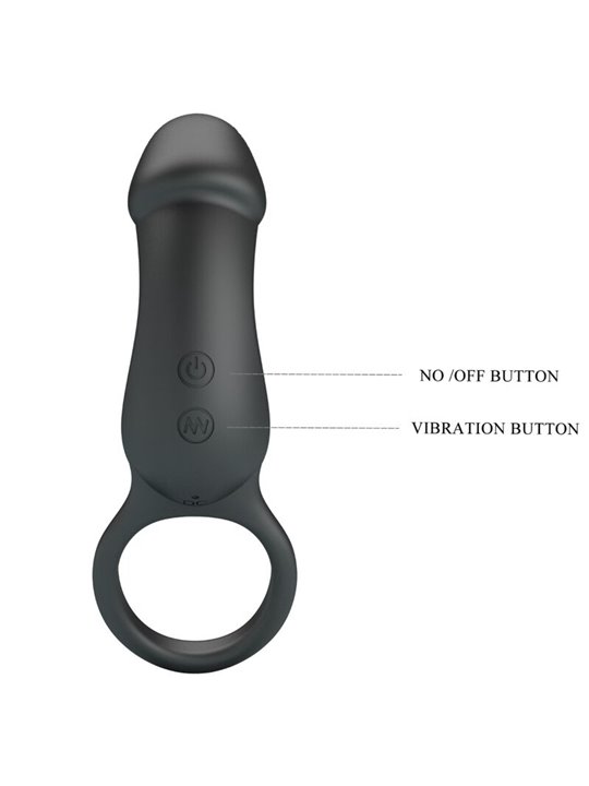 Pretty Love Trae - Black Vibrating Cock Ring with Anal Plug