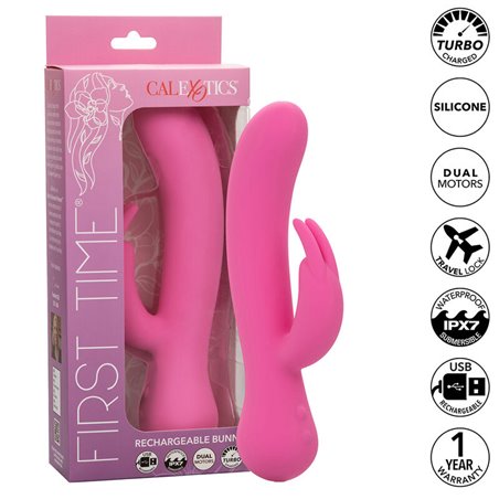 Calexotics First Time - Vibratore Rabbit Turbo Boost in Silicone Rosa