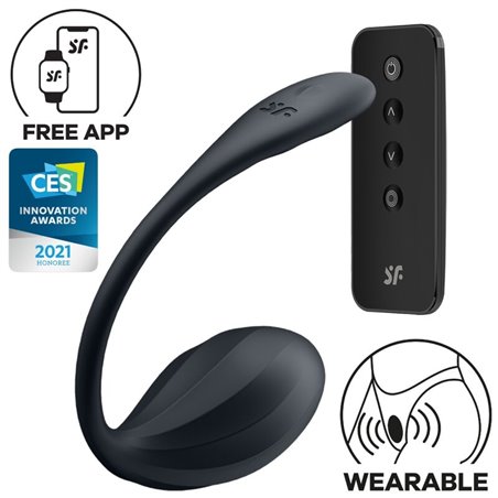 Satisfyer Ribbed Petal - Ovetto Vibrante Nero con Telecomando e App